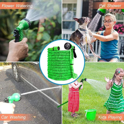 Flexibler Gartenschlauch 100ft Wasserschlauch Schlauchhaken 7 FunktionSprüHdüSe
