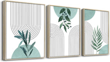 Salbeigrüne Blumen Linien Wandbilder Holzrahmen Nordisch Modern