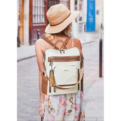 Rucksack Damen Laptopfach 15,6 Zoll Wasserdicht Business in Lederoptik