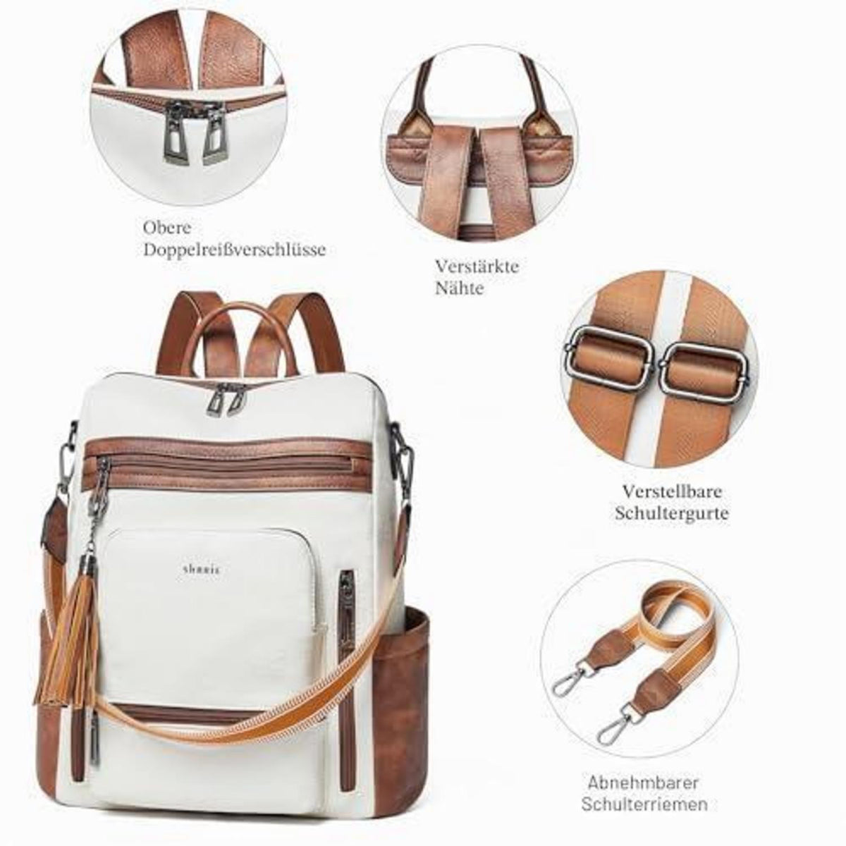 Rucksack Damen Laptopfach 15,6 Zoll Wasserdicht Business in Lederoptik