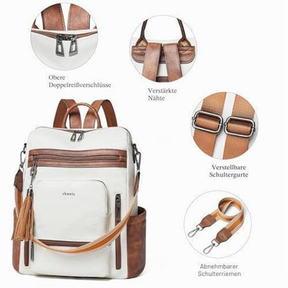 Rucksack Damen Laptopfach 15,6 Zoll Wasserdicht Business in Lederoptik