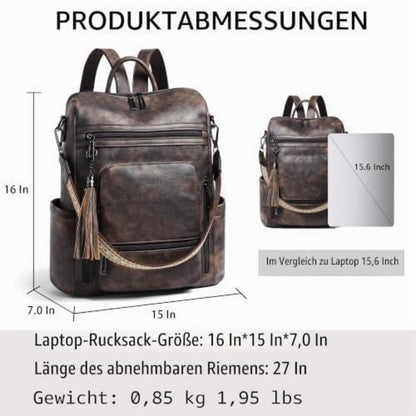 Rucksack Damen Laptopfach 15,6 Zoll Wasserdicht Business in Lederoptik