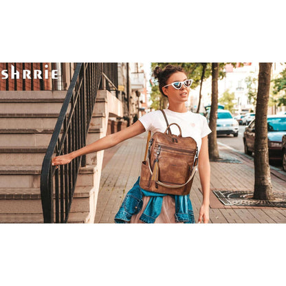 Rucksack Damen Laptopfach 15,6 Zoll Wasserdicht Business in Lederoptik