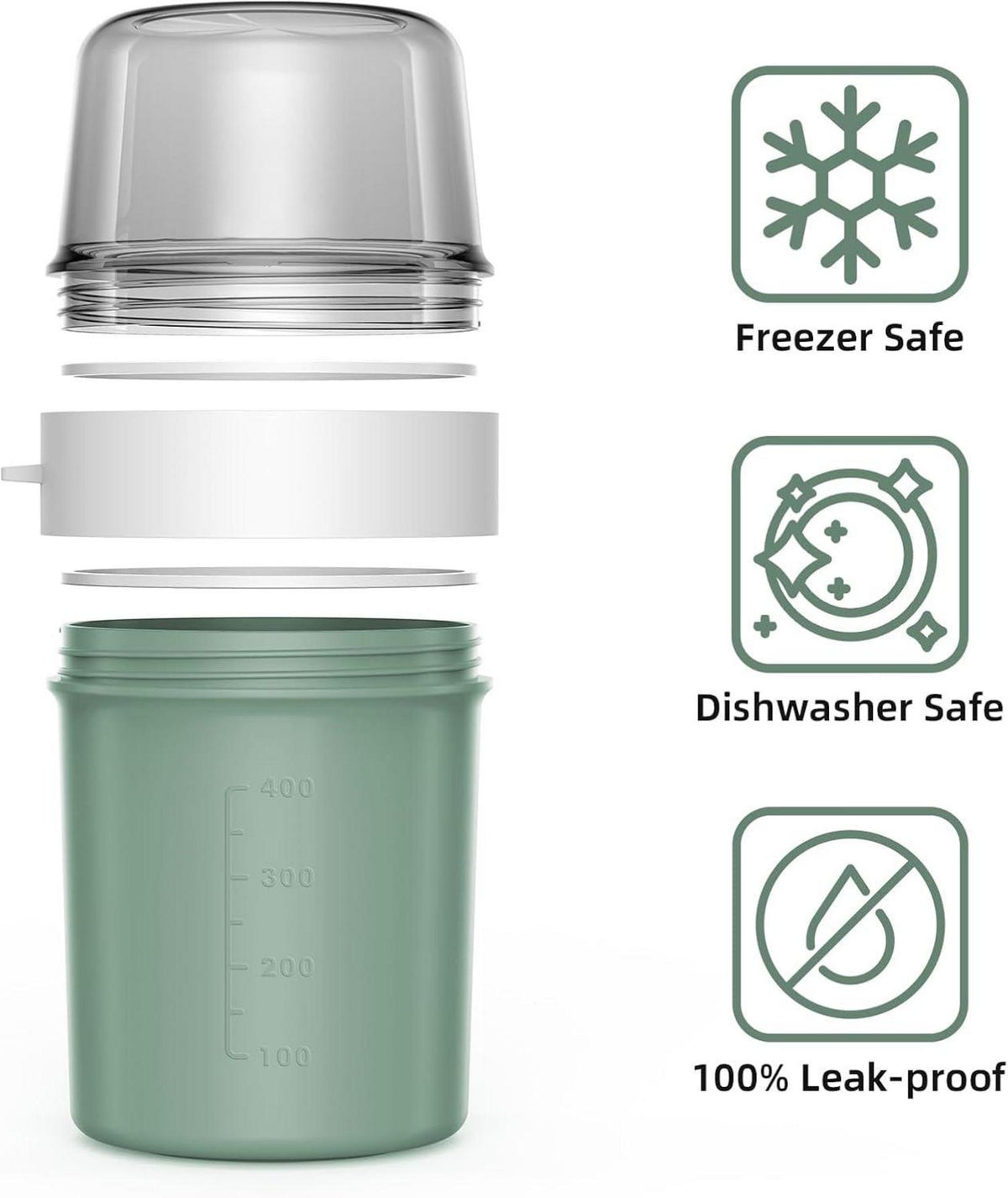 Müslibecher to Go mit Löffel 560ml+310ml Auslaufsicherer
