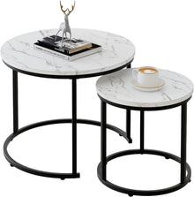 Runde Couchtische 2er-Set Metallrahmen Wohnzimmer Schlafzimmer Büro