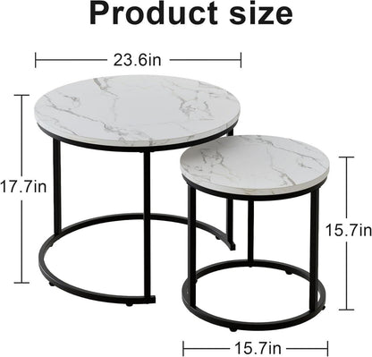 Runde Couchtische 2er-Set Metallrahmen Wohnzimmer Schlafzimmer Büro