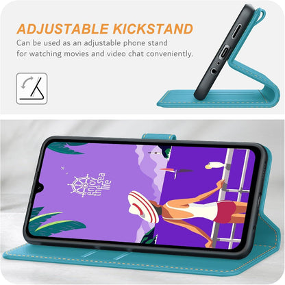Samsung Galaxy A15 / A15 5G Hülle Premium Leder Klapphülle Azurblau