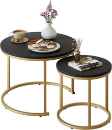 Set runder Beistelltische mit Metallrahmen, weißer Platte, 60cm