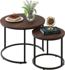 Runde Couchtische 2er-Set Beistelltisch Metallrahmen 60 cm