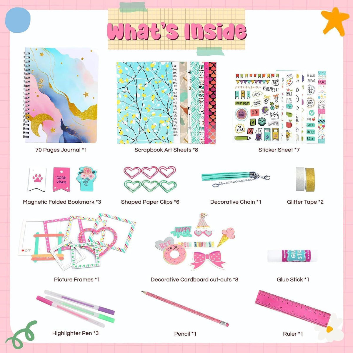 DIY Tagebuch-Set für Mädchen – Kreatives Geschenk 8-12 Jahre