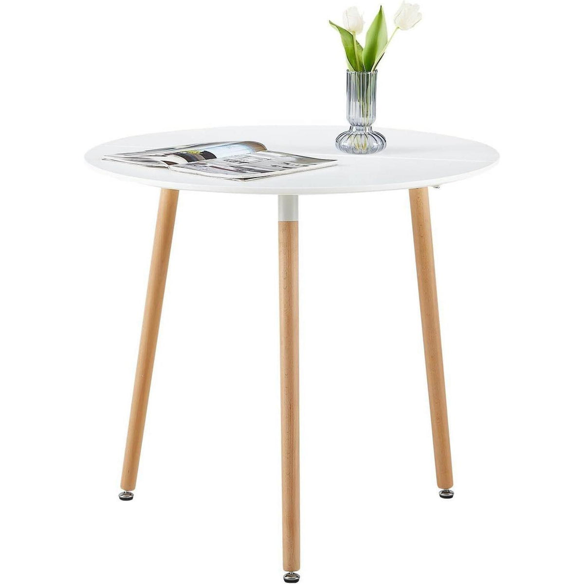 Esszimmergruppe weißer Tisch + 4 rote Stühle – 4er Set