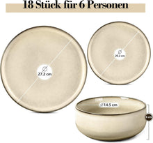 Homikit 18-tlg Steinzeug Geschirr Set, für 6