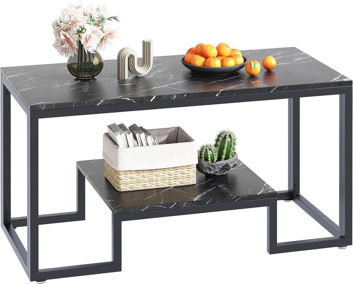 Couchtisch mit 2 Etagen, modernes Design, schwarz
