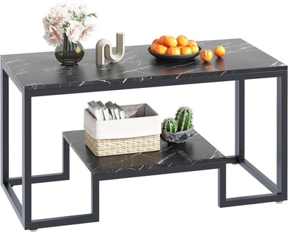 Couchtisch mit 2 Etagen, modernes Design, schwarz