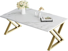 Moderner Couchtisch 100x40x45cm goldfarbener Metallrahmen