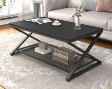 LVB Couchtisch Schwarz mit Stauraum Holz Metall 100x60x45cm