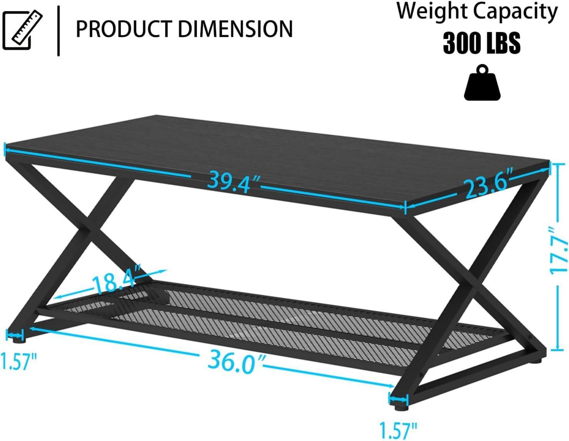 Couchtisch mit Stauraum Schwarz Holz Metall 100x60x45 cm