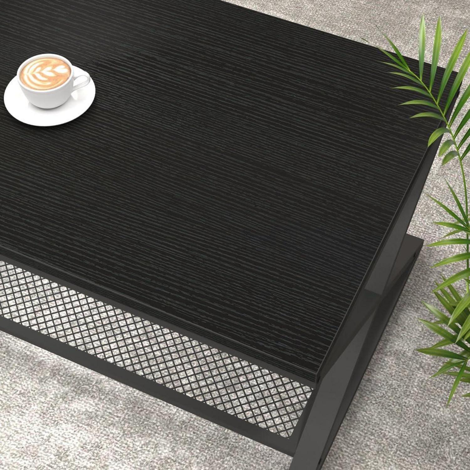 LVB Couchtisch Schwarz mit Stauraum 100 x 60 x 45 cm
