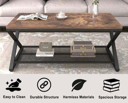 Couchtisch mit Stauraum Vintage Retro Möbel 100x60x45 cm