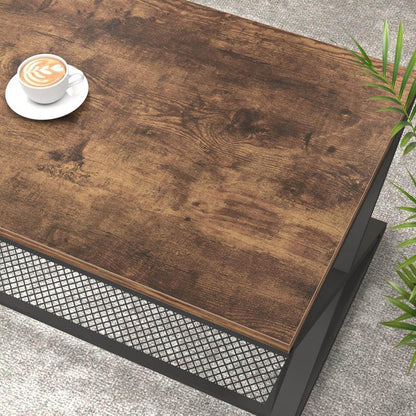 Wohnzimmertisch mit Stauraum Holz Metall Vintage Retro 100x60 cm