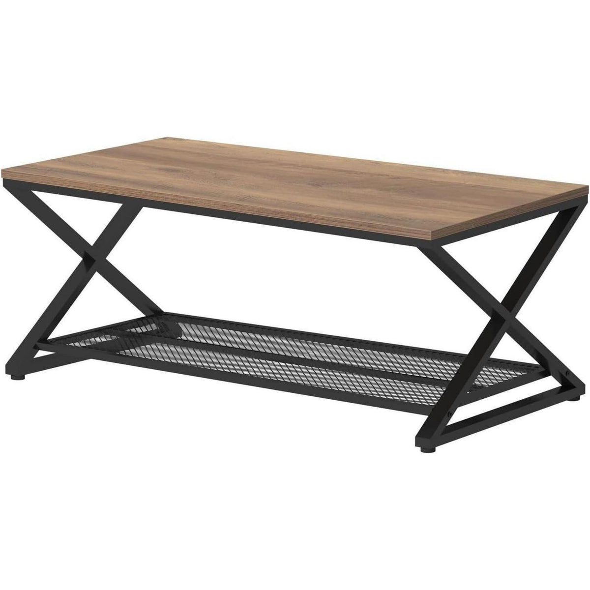 Couchtisch Holz mit Stauraum, Rechteckig 100x60 cm, Heller Eiche