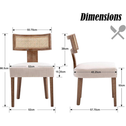 Vintage Küchenstühle 2er Set Holz Rattan Beige