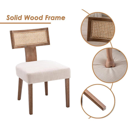 Vintage Küchenstühle 2er Set Holz Rattan Beige