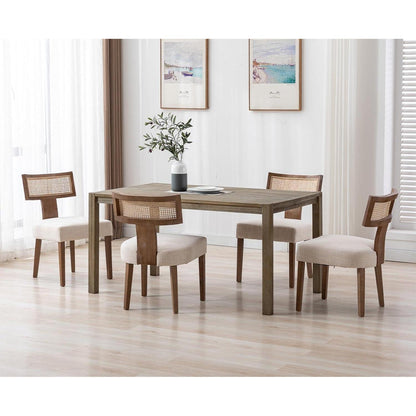 Vintage Küchenstühle 2er Set Holz Rattan Beige