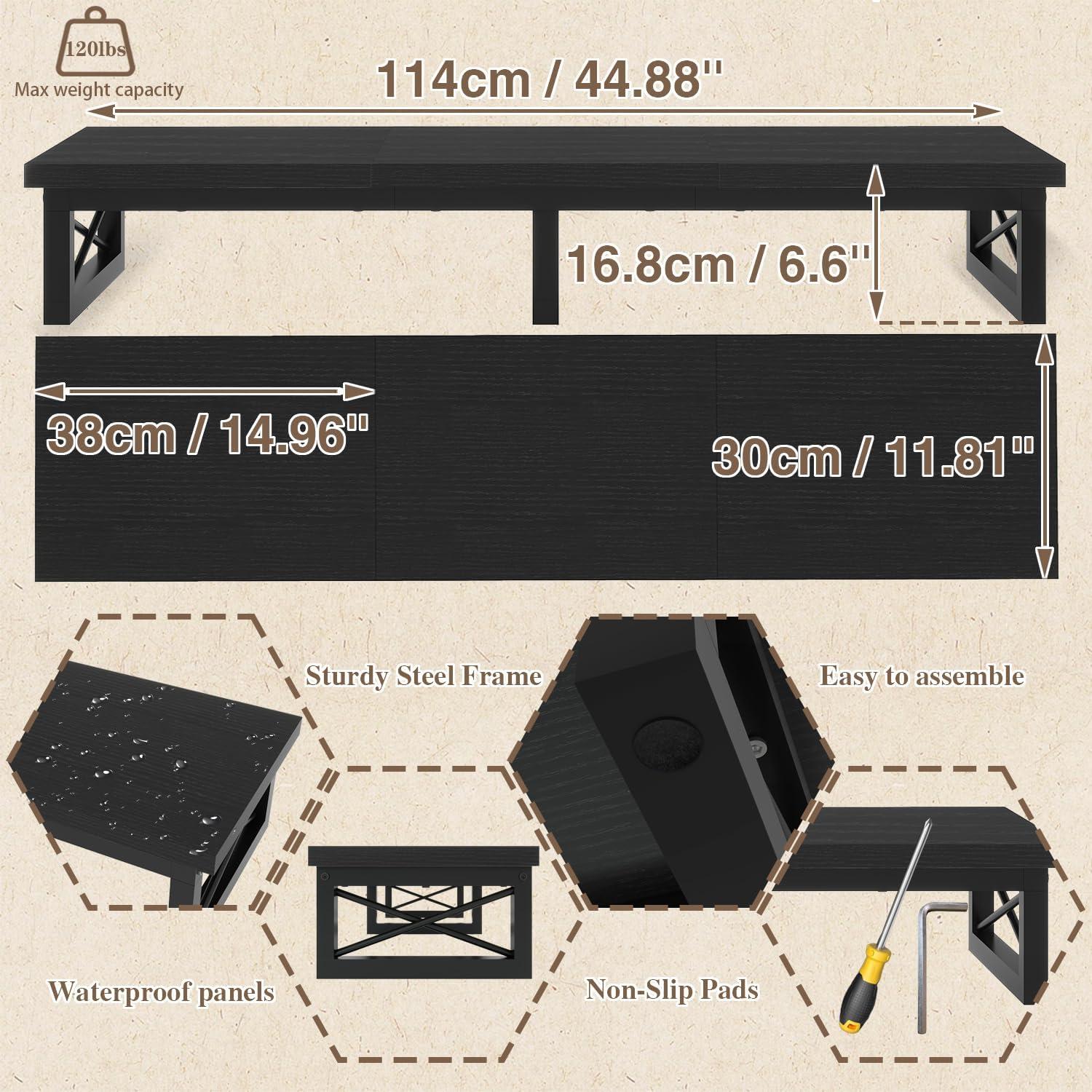 TV-Schrank mit 2 Lagerung, 114 cm, Schwarz, für bis zu 60 Zoll