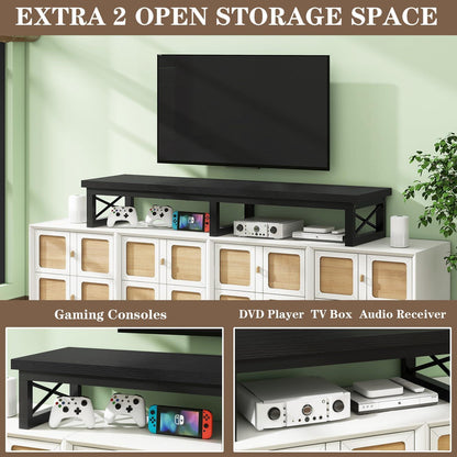 TV-Schrank 114cm mit 2 Lagerung, Schwarz, TV-Ständer bis zu 60 Zoll