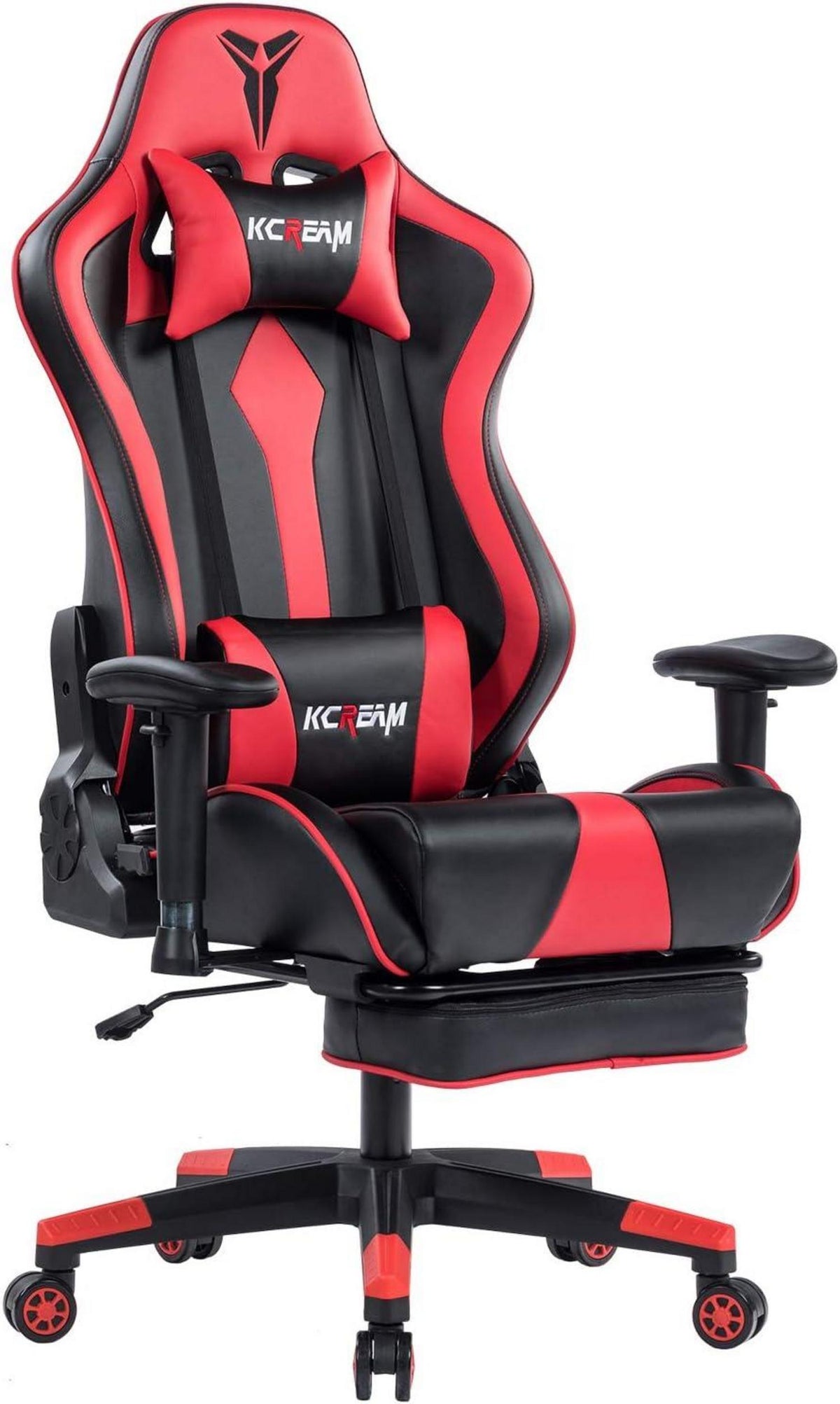 Ergonomischer Gaming Stuhl mit Fußstütze und Lumbalkissen