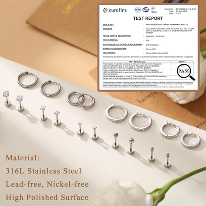 9 Paar Ohrring Set Gold Silber Chirurgenstahl Hypoallergen