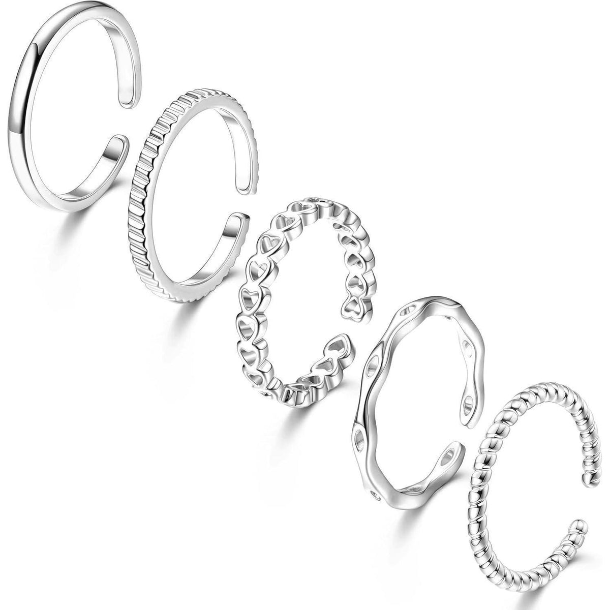 5er Set Damen Ringe Gold Verstellbar Minimalistisch Stapelbar