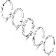 5er Set Damen Ringe Gold Verstellbar Minimalistisch Stapelbar