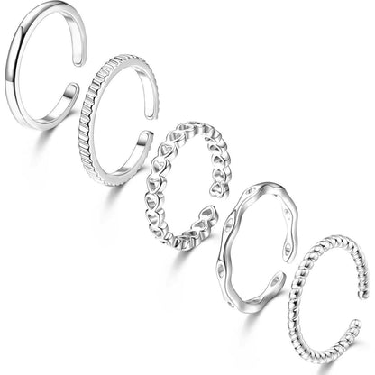 5er Set Damen Ringe Gold Verstellbar Minimalistisch Stapelbar