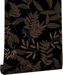 Selbstklebende Tapete Schwarz Gold Blatt 0.4W x 3L m