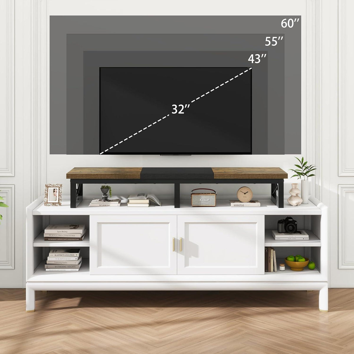 TV-Schrank Tisch 114 cm Braun Fernsehtisch bis 60 Zoll