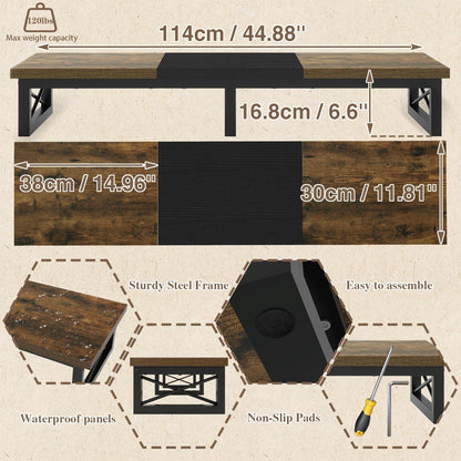 TV-Schrank Tisch 114 cm Dual Screen Office Desk Rustikales Braun