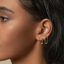 Adramata 925 Silber Doppel Piercing Creolen Kette Zirkonia