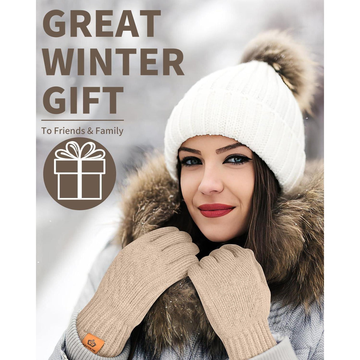 Winterhandschuhe Damen Fleecegefüttert Touchscreen Strickhandschuhe Warm