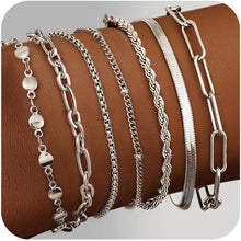 Damen Armband Set 7er Edelstahl Kettenarmbänder Vergoldet