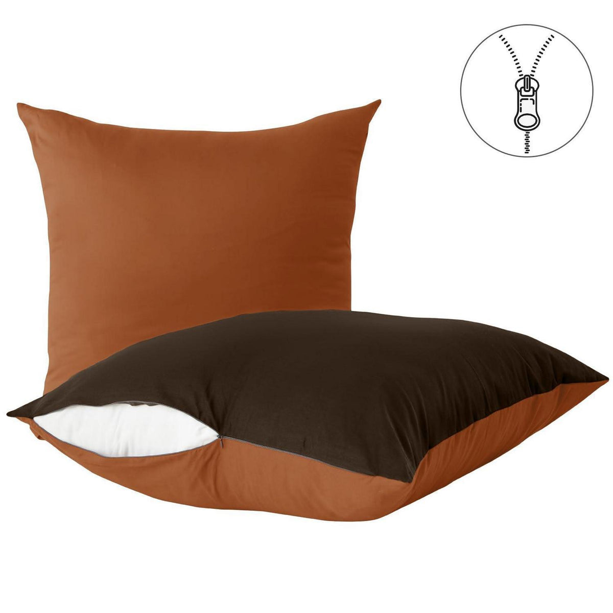 4tlg. Baumwoll Bettwäsche Set Braun/Orange 135x200 cm