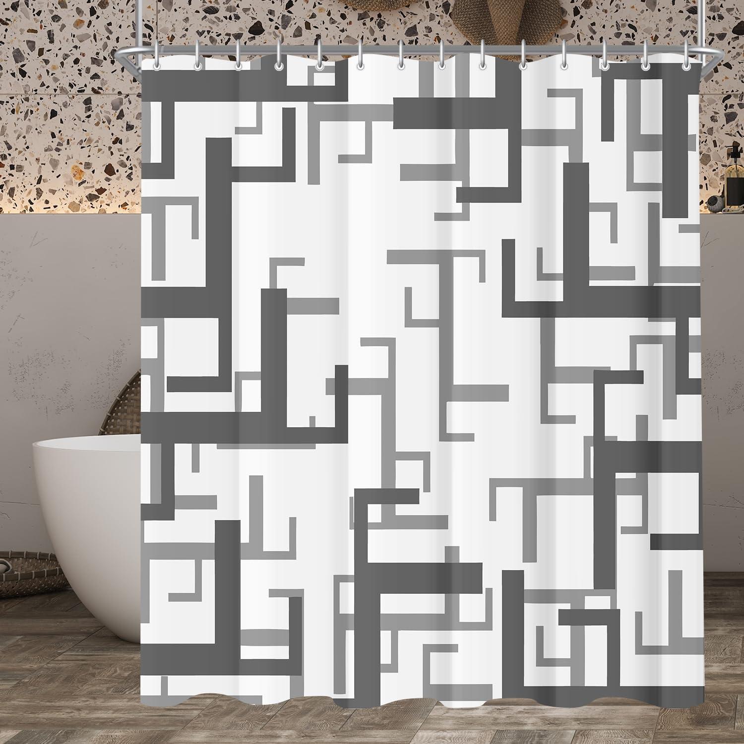 Duschvorhang Antischimmel Textil Blockmuster 200x160cm