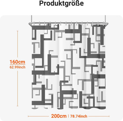Duschvorhang Block Antischimmel 200x160cm Wasserabweisend Polyester