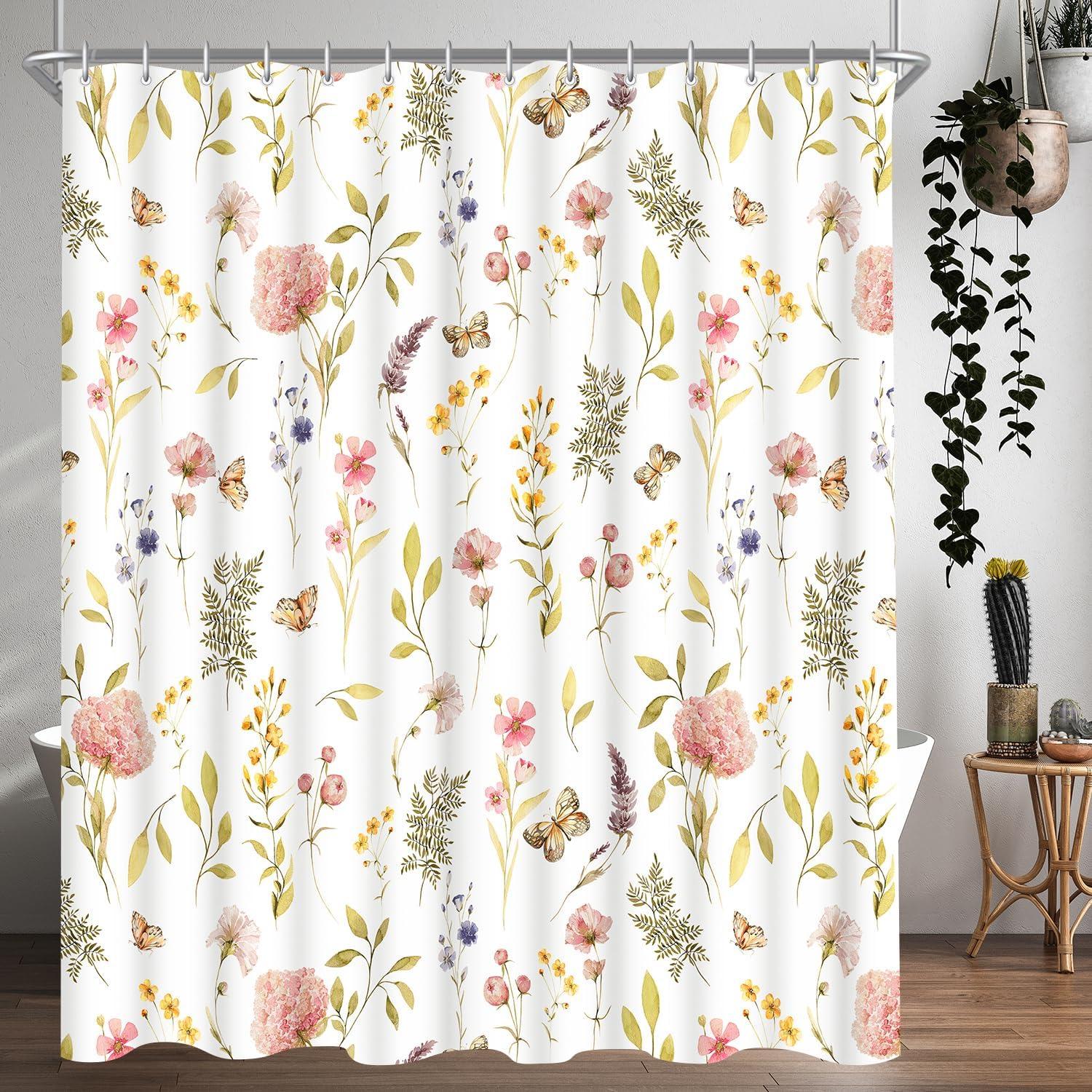 Duschvorhang Blume 120x200cm Antischimmel Textil waschbar 9er Pack