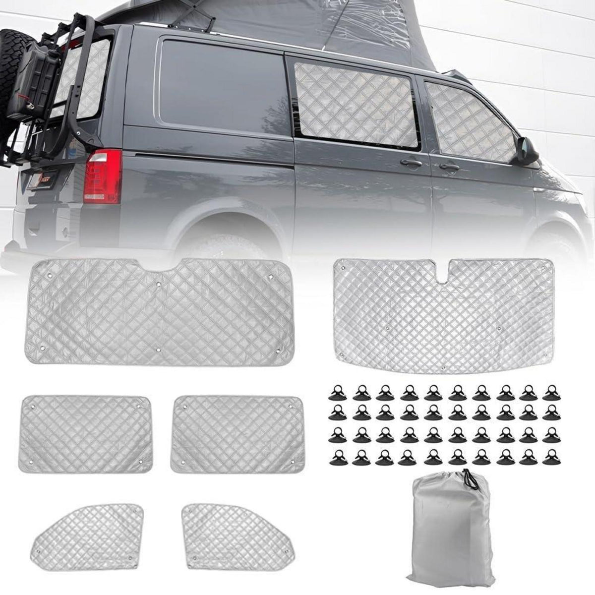 VW T5 T6 Kombi Sonnenblende Set | 6-teilig, Verdunkelung