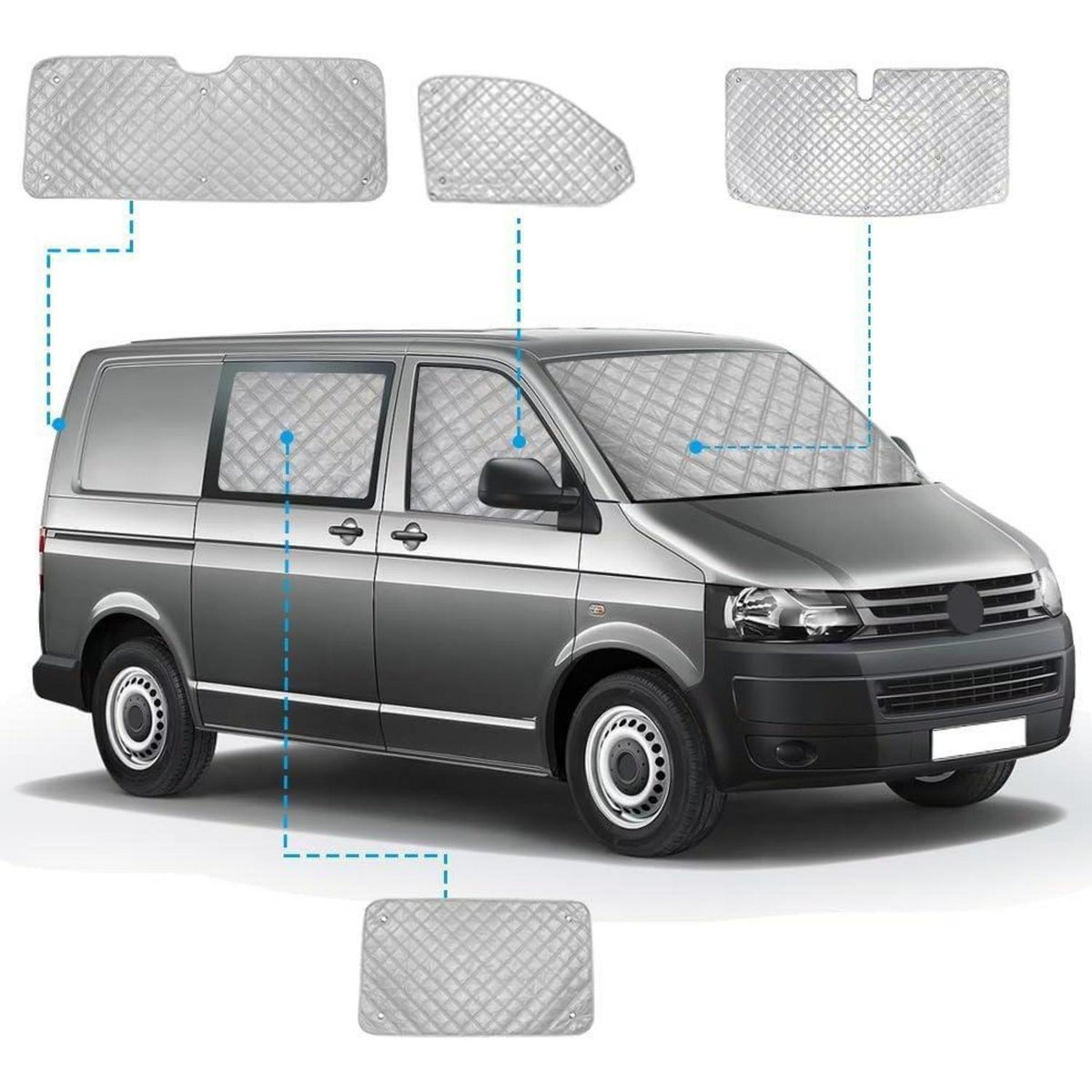 VW T5 T6 Kombi Sonnenblende Set | 6-teilig, Verdunkelung