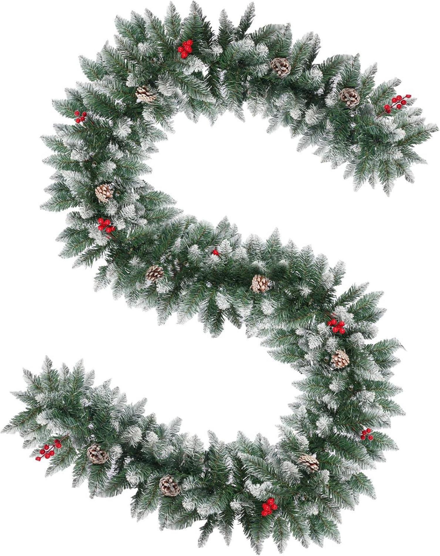 Weihnachtsgirlanden Deko-Set Tannengirlande rot Beeren Kugeln Blumen