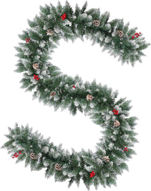 Weihnachtsgirlanden Deko-Set Tannengirlande rot Beeren Kugeln Blumen
