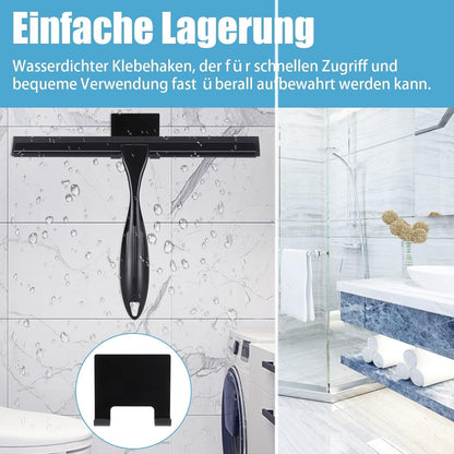 Duschabzieher Schwarz 10 Zoll Edelstahl Halterung
